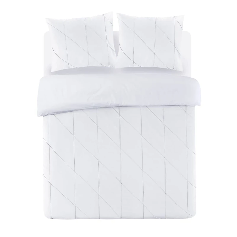 Papillon Canberra Duvet Covers, White, Cotton, 200 x 200/220 cm