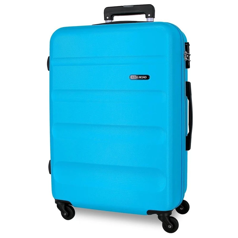 Roll Road Flex Blue Big Suitcase 51x74x28 cm Rigid ABS Combination Lock 91 Litre 3.8 kg 4 Wheels