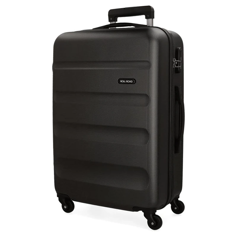 Roll Road Flex Black Big Suitcase 51x74x28 cm Rigid ABS Combination Lock 91 Litre 3.8 kg 4 Wheels