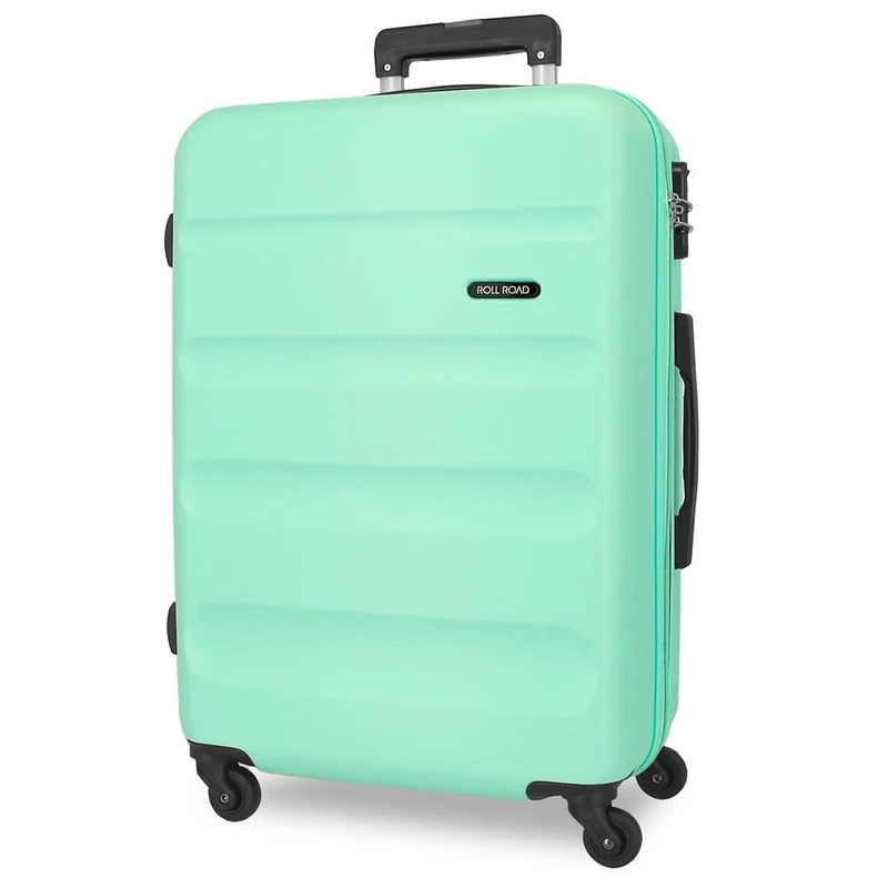 Roll Road Flex Green Big Suitcase 51x74x28 cm Rigid ABS Combination Lock 91 Litre 3.8 kg 4 Wheels