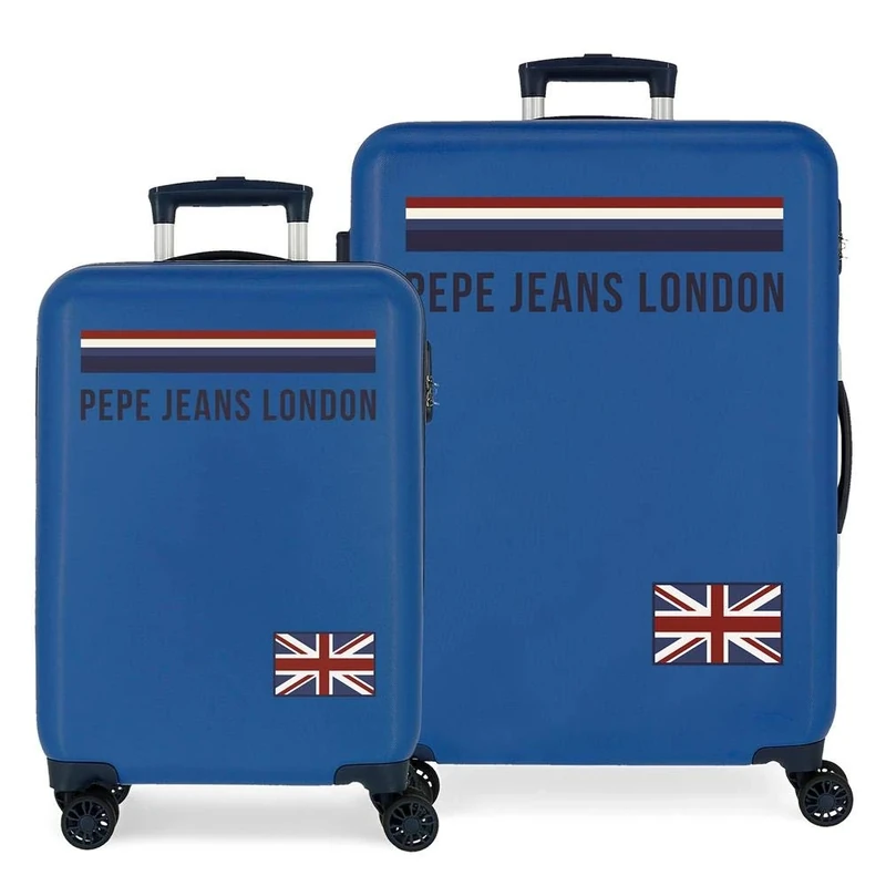 Pepe Jeans Overlap Blue Luggage Set 55/68 cm Rigid ABS Combination Lock 104 Litre 4 Double Wheels Hand Luggage - Image 1