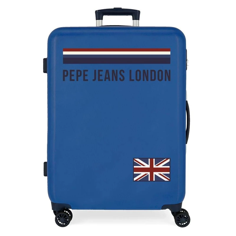 Pepe Jeans Overlap Blue Medium Suitcase 48 x 68 x 26 cm Rigid ABS Combination Lock 70 Litre 3.7 kg 4 Double Wheels