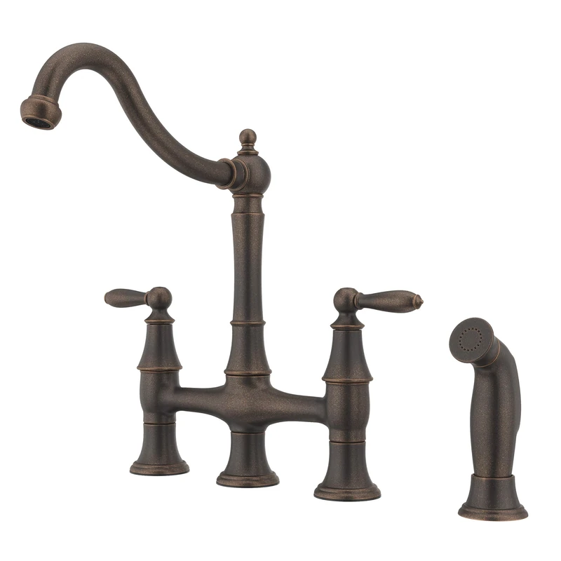 Pfister F-031-4COU Courant Bridge Kitchen Faucet with Side Sprayer, Rustic Bronze