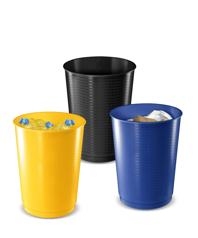 CEP Set of 3 Maxi Waste tub 40L Yellow-Blue-Black 133 * 3