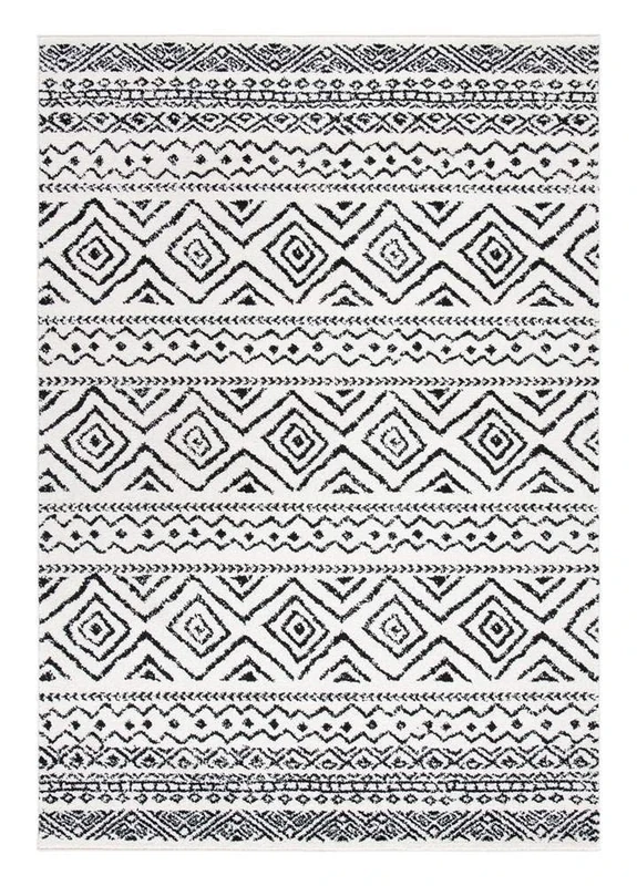 Safavieh Boho Chic Indoor Woven Rectangle Area Rug, Tulum Collection, TUL267, in Ivory / Black, 91 X 152 cm for Living Room, Bedroom or Any Indoor Space