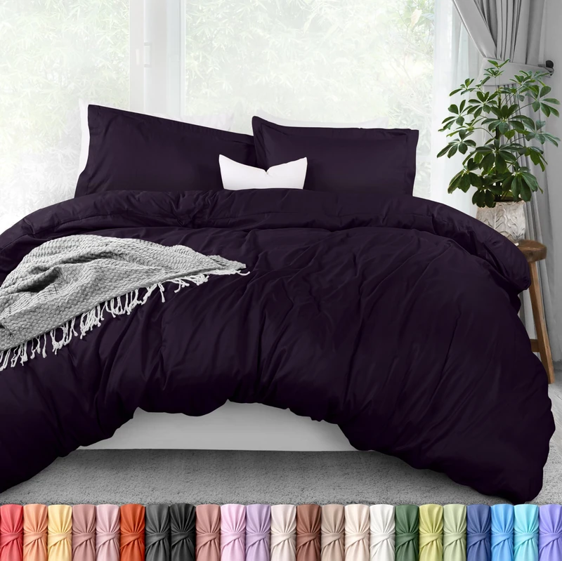 Utopia Bedding Duvet Cover King Size - 3 Piece with Zipper Closure - 1 Comforter Cover 104X90 Inches & 2 Pillow Shams 20X36 Inches (Purple) Comforter Not Included
