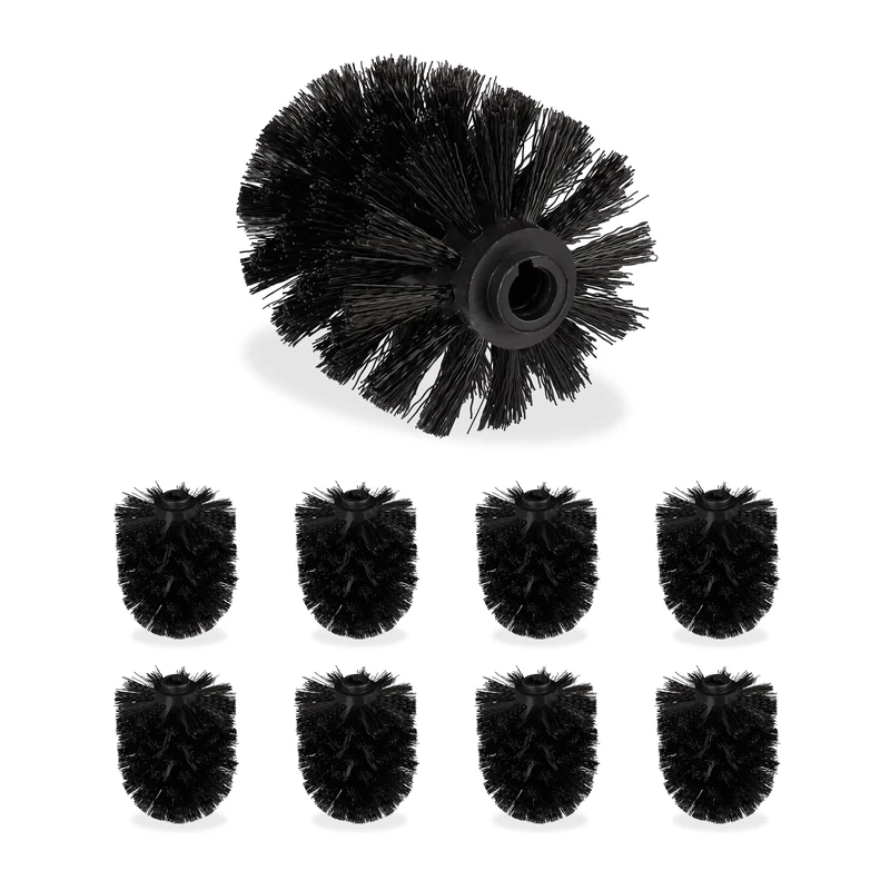 Relaxdays Toilet Brush Replacement Heads, Set Of 9, Pack Of WC Brushes, Plastic, 12 mm Thread, D: 7 cm, Black 10027776_46 - Image 1