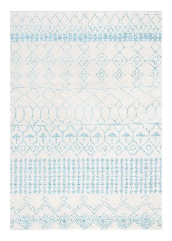 Safavieh Boho Chic Indoor Woven Rectangle Area Rug, Tulum Collection, TUL229, in Ivory / Turquoise, 91 X 152 cm for Living Room, Bedroom or Any Indoor Space
