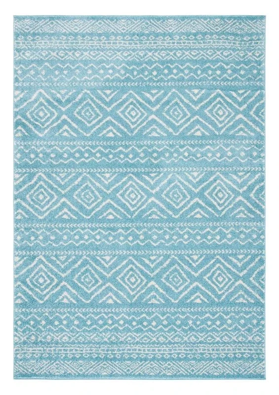 Safavieh Boho Chic Indoor Woven Rectangle Area Rug, Tulum Collection, TUL267, in Turquoise / Ivory, 91 X 152 cm for Living Room, Bedroom or Any Indoor Space