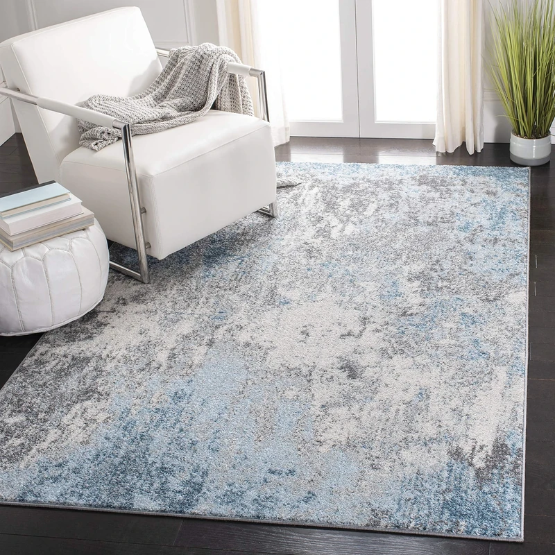 Safavieh Boho Chic Indoor Woven Rectangle Area Rug, Tulum Collection, TUL207, in Grey / Blue, 122 X 183 cm for Living Room, Bedroom or Any Indoor Space