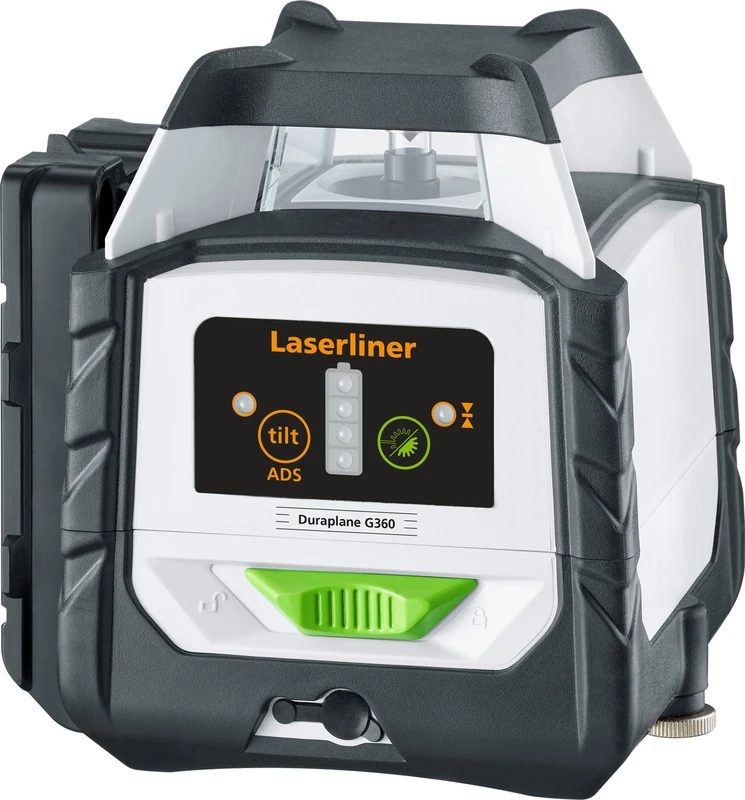 Laserliner Duraplane G360 RX 360° Green Hybrid Rotary Laser for Horizontal Lines and Tilts with Anti-Drift System and Portable Receiver