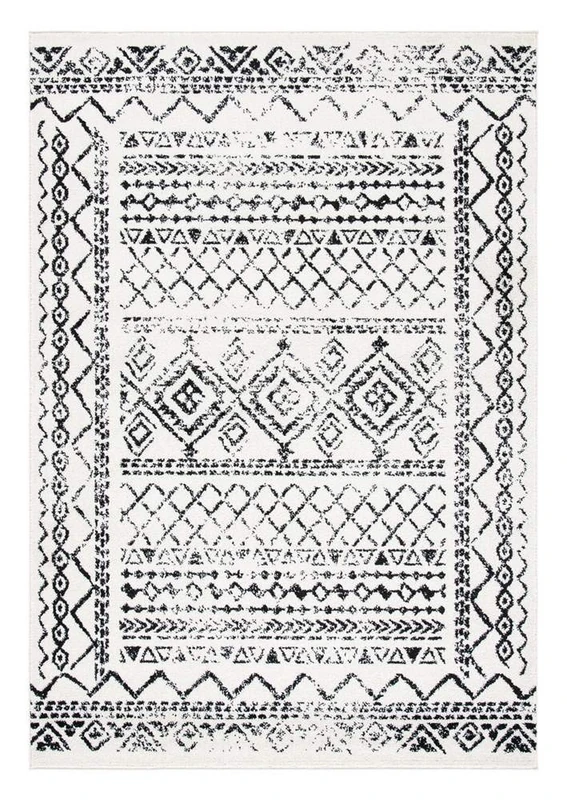 Safavieh Boho Chic Indoor Woven Rectangle Area Rug, Tulum Collection, TUL268, in Ivory / Black, 91 X 152 cm for Living Room, Bedroom or Any Indoor Space - Image 1