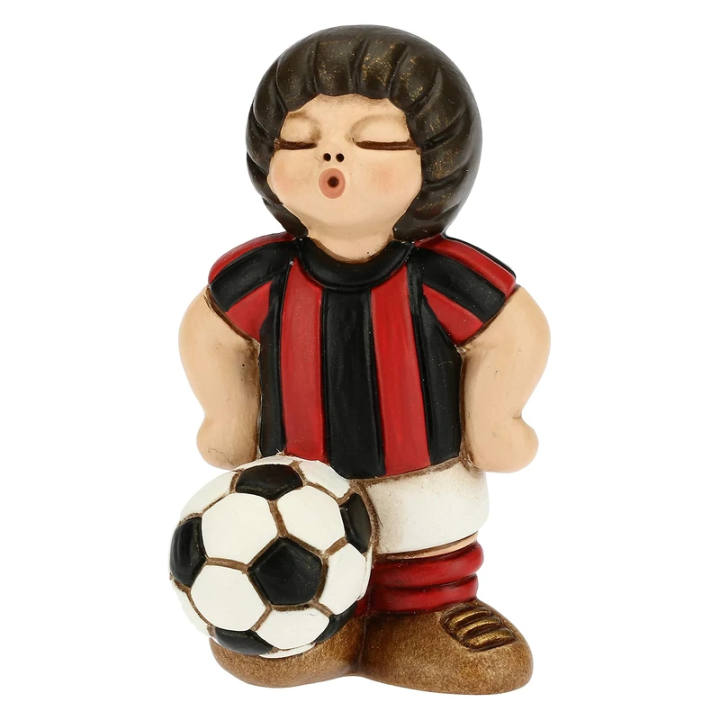 THUN Ceramic Child Footballer Ornament - Red and Black Decor - Image 1
