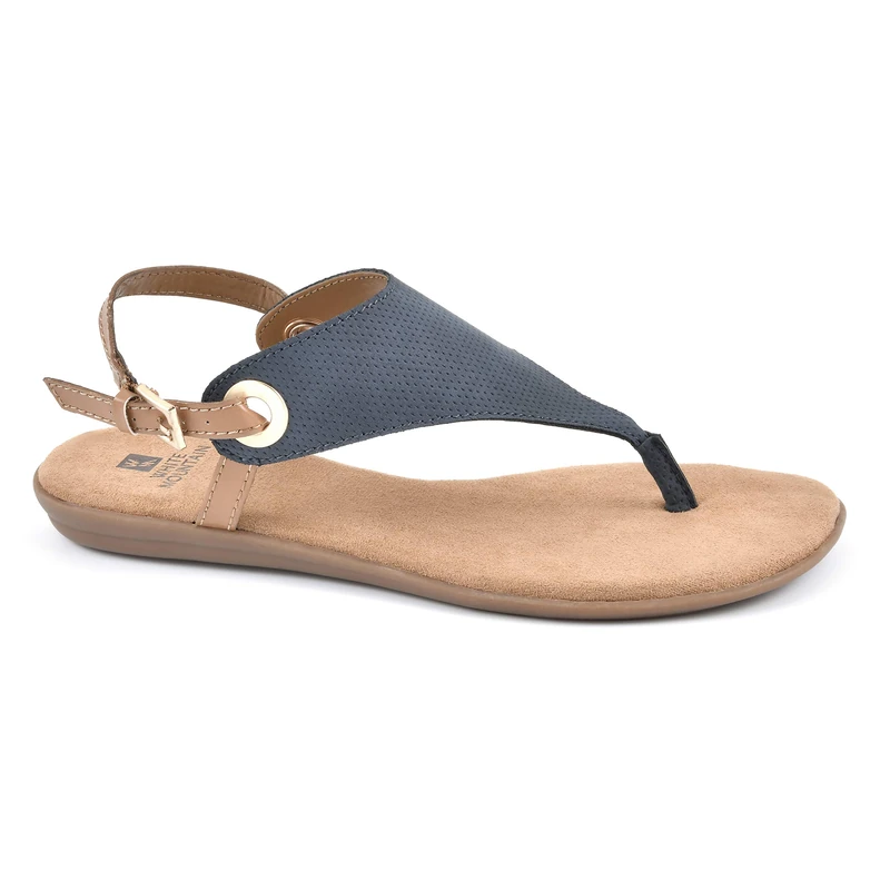 WHITE MOUNTAIN Women's London Flat Sandal, Navy, 6 UK