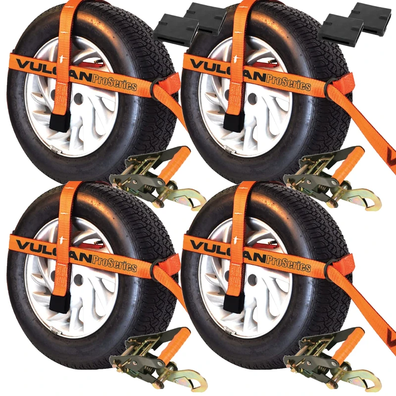 VULCAN PROSeries Adjust Loop Car Tie Down with Snap Hook - 3300 lbs. SWL, 4 Pack