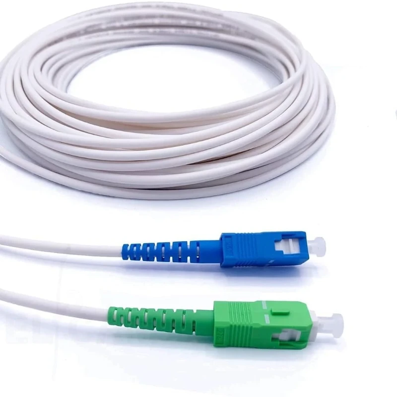 Elfcam® - Fibre Optic Cable/Extension Cord (Freebox) - Simplex Single-Mode SCA to SC/UPC Patch Cord - Reinforced Shielding and Connector - Very Reliable Loss - White, 100M