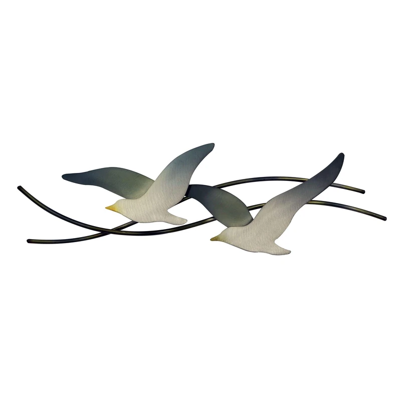 T.I. Design Seagulls Pair Contemporary Coastal Metal Wall Decor