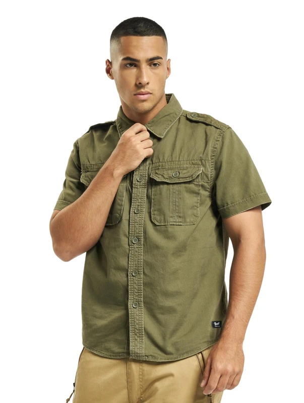 Brandit Vintage Shirt Short Sleeve, Color: olive, Size: M