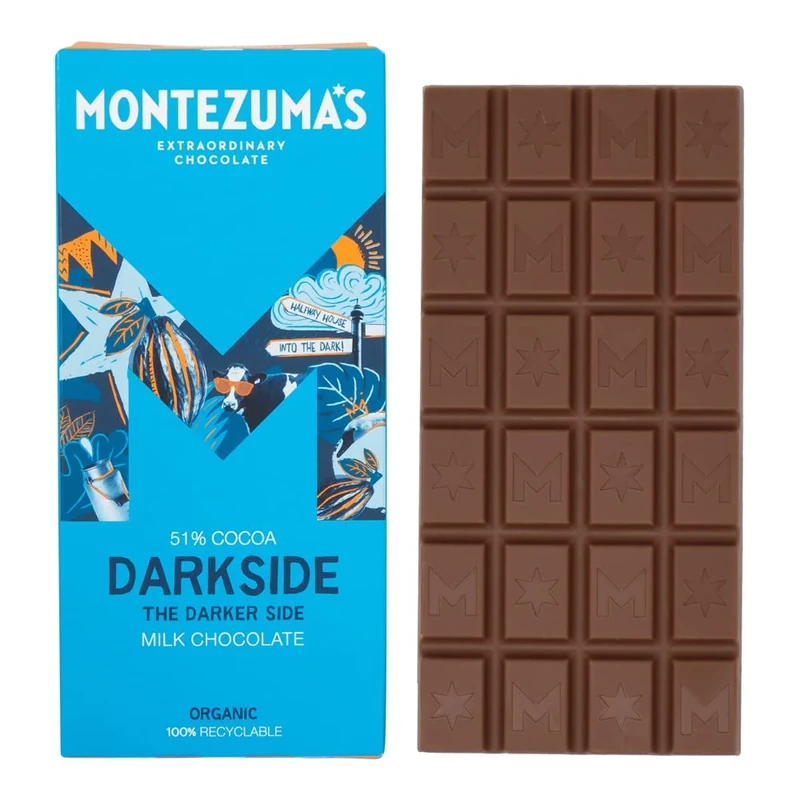 Montezuma's Darkside, 51% Cocoa, Dark Milk Chocolate, Gluten Free & Organic, 90g Bar