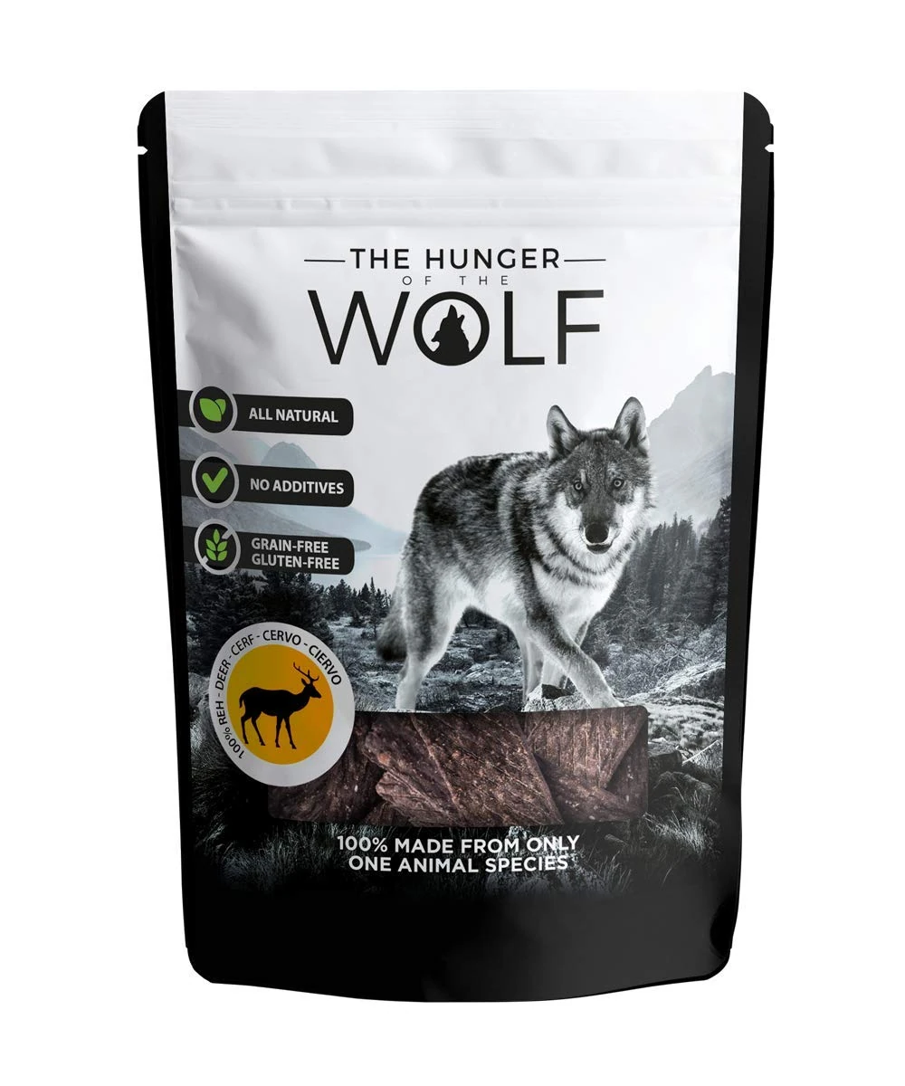 The Hunger of the Wolf Meat Snack for Dogs - For All Adult Breeds, 100% Fresh Deer Meat, 0.2 kg