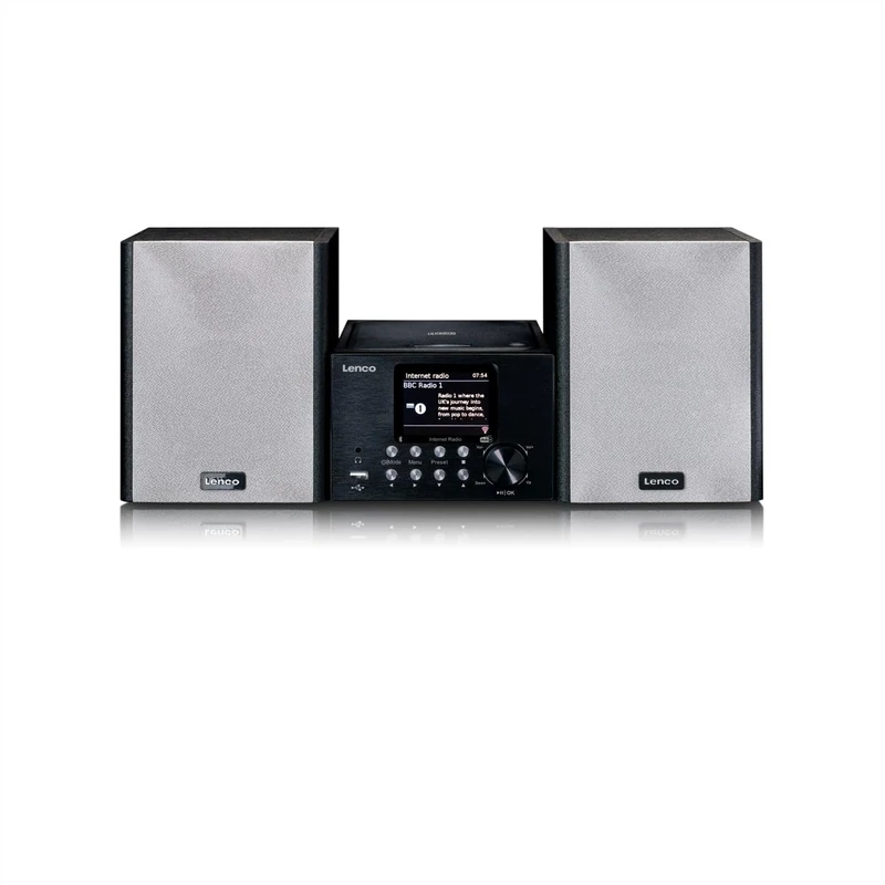 Lenco MC-250 Compact System with WLAN Internet Radio / Digital Radio with DAB+ and Wi-Fi / FM Radio / CD/MP3 Player / 2.8 Inch Colour Display / AUX / USB / App Control via Undok / 2 x 12 Watt RMS / Black