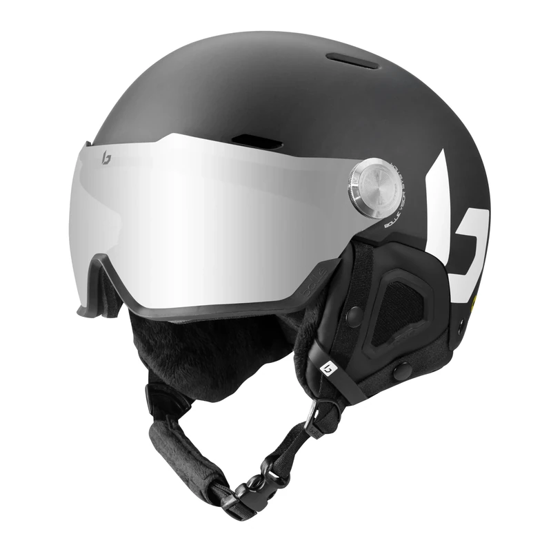 bollé - MIGHT VISOR | Ski Helmet | Black | Large | High Resistance ABS Protection | Optimal Ventilation | Comfort Foam | Removable Ear Pads | Anti-Fog & Anti-Scratch Treatment