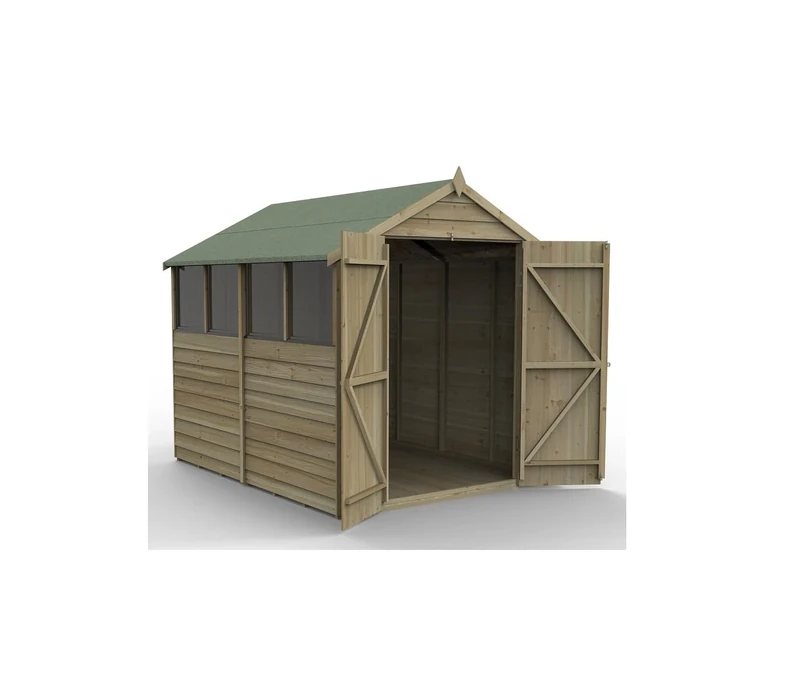 Forest Garden 4LIFE Apex Shed 6x8 - Double Door - 4 Window