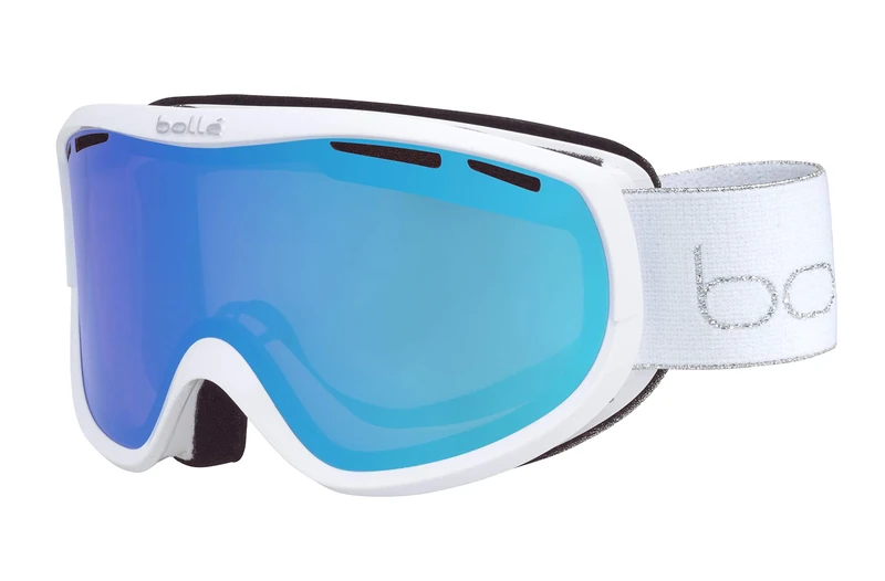 bollé - Sierra, White & Silver Shiny, Azure, Small-Medium, Snow Goggles, Feminine, Adult