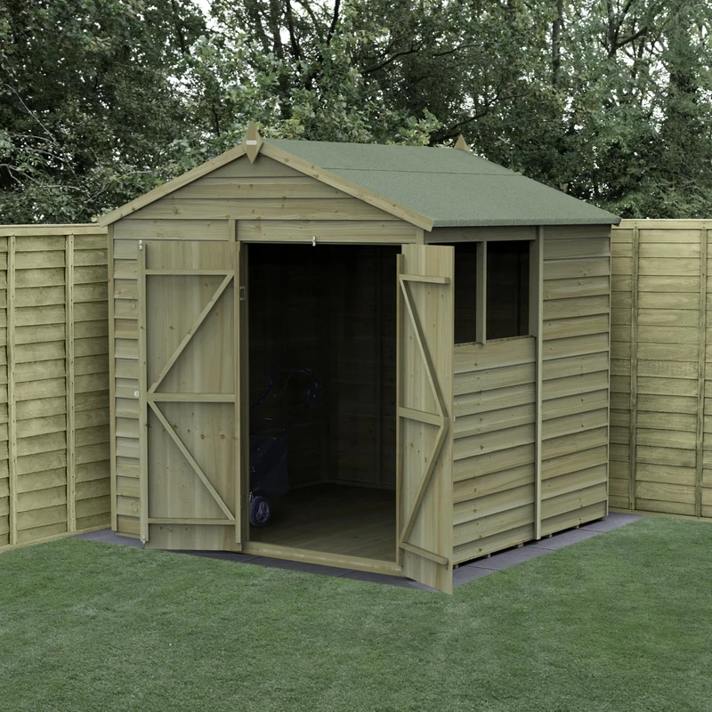 Forest Garden 4LIFE Apex Shed 7x7 - Double Door - 2 Window