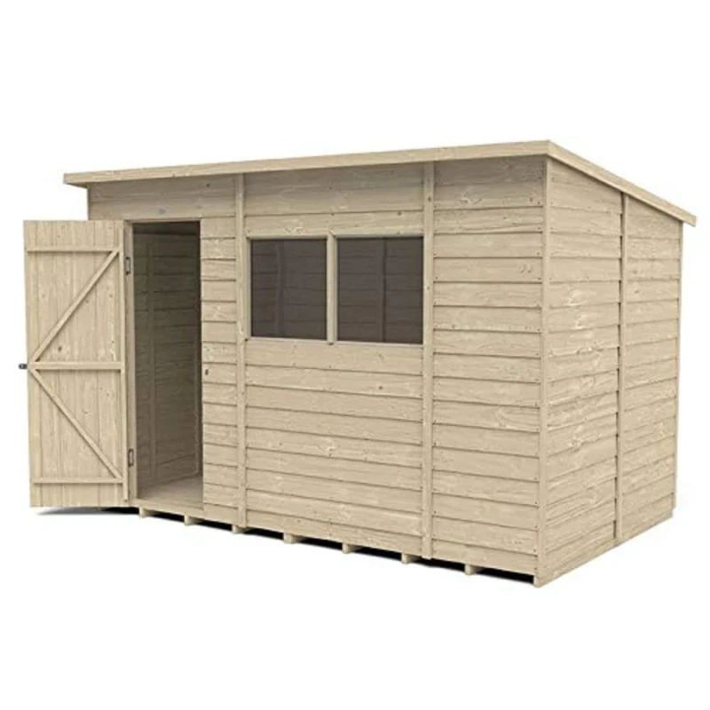 Forest Garden 4LIFE Pent Shed 10x6 - Single Door - 2 Windows