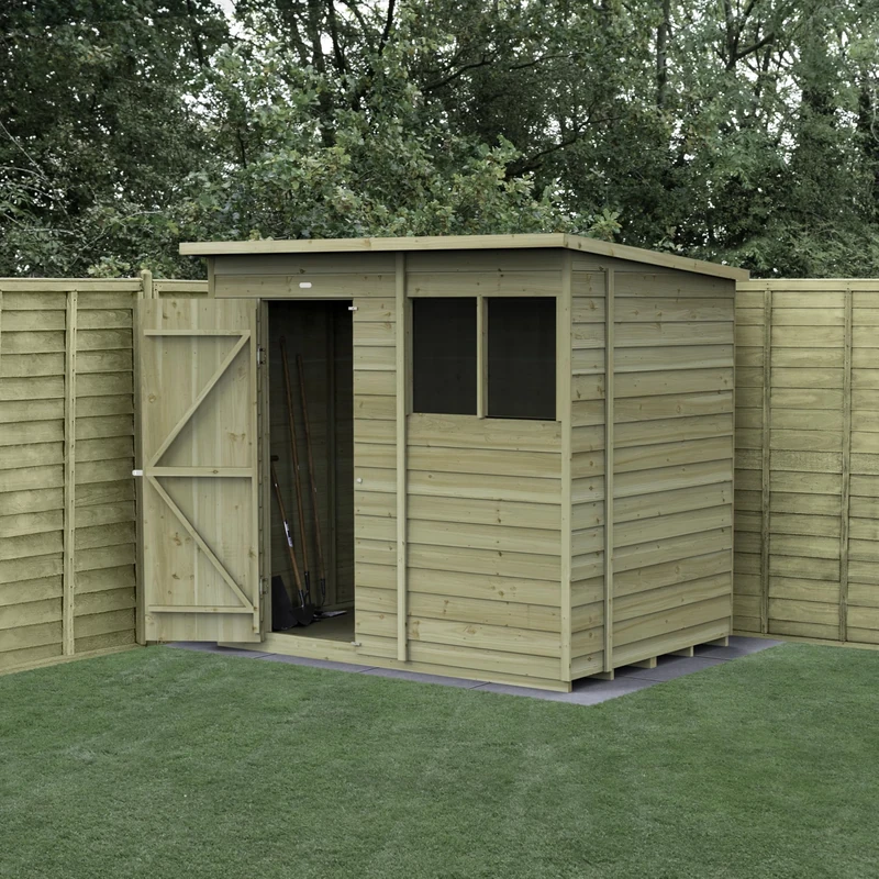 Forest Garden 4LIFE Pent Shed 7x5 - Single Door - 2 Windows