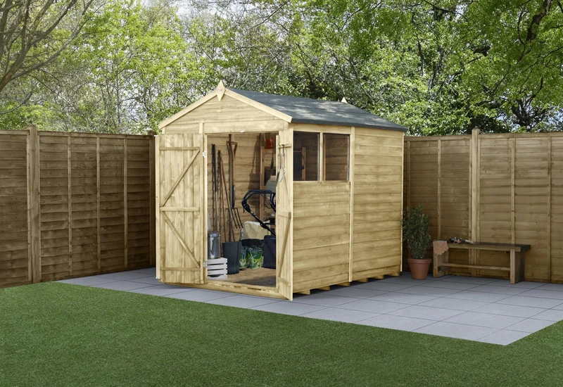 Forest Garden 4LIFE Apex Shed 6x8 - Double Door - 2 Window