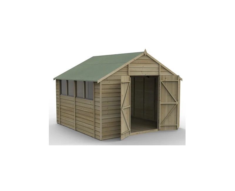 Forest Garden 4LIFE Apex Shed 10x10 - Double Door - 4 Windows