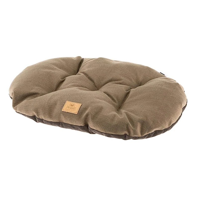 Ferplast Cat And Dog Cushion Stuart 78/8, Double-Sided, Tweed And Soft Velvet, Washable, Brown, L