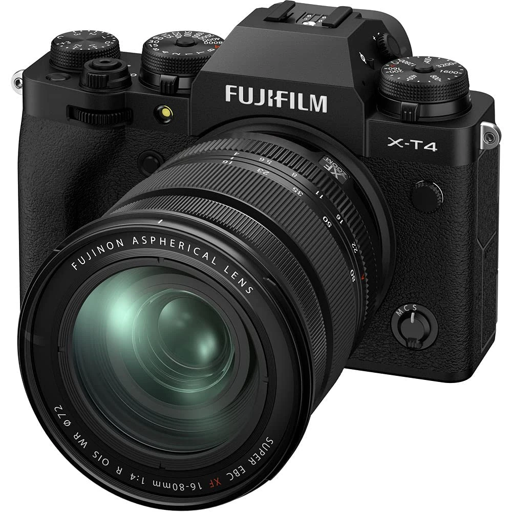 Fujifilm X-T4 Mirrorless Digital Camera, Black with Fujinon XF16-80 mm F4 R WR Optical Image Stabiliser Lens Kit
