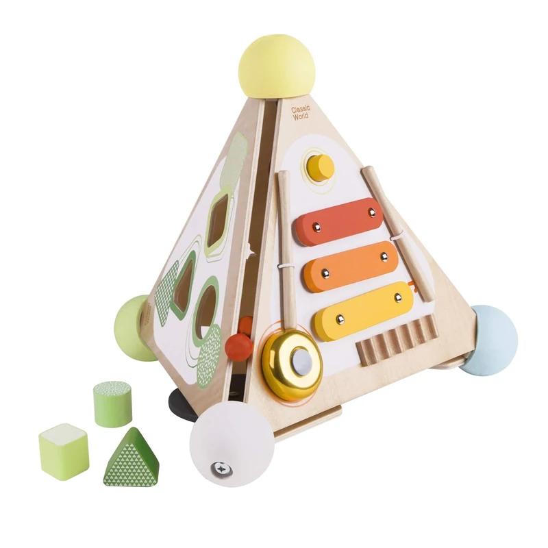 Classic World Wooden Pyramid Activity Box, Educational Activity Cube, Baby Multi-functional Activity Centre, 33 x 35 x 29 cm, 2 Years+