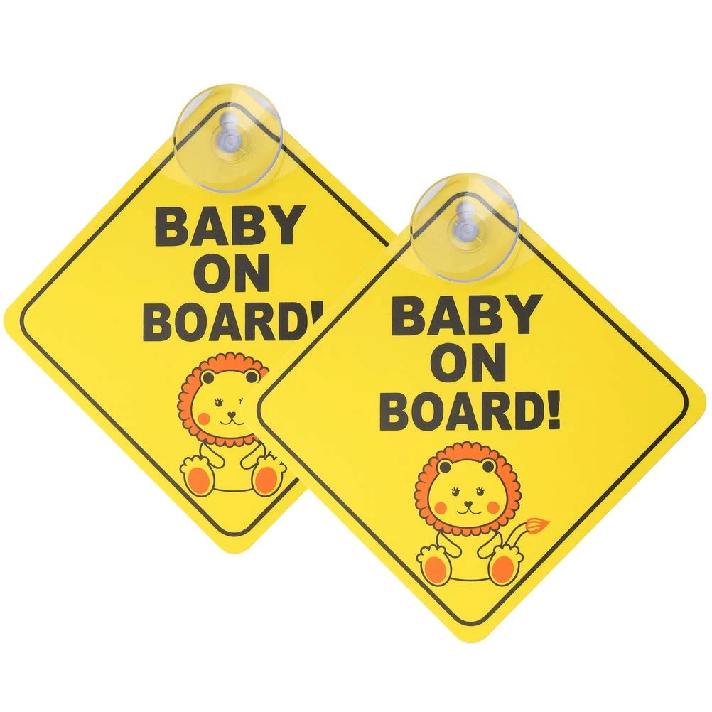 kuou 2 pcs Baby on Board Car Warning, Baby on Board Sticker Sign for Car Warning with Suction Cups