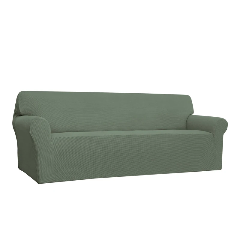 Easy-Going Stretch 4 Seater Sofa Slipcover 1-Piece Sofa Cover Furniture Protector Couch Soft with Elastic Bottom for Kids,Polyester Spandex Jacquard Fabric Small Checks (XX Large,Greyish Green) - Image 1