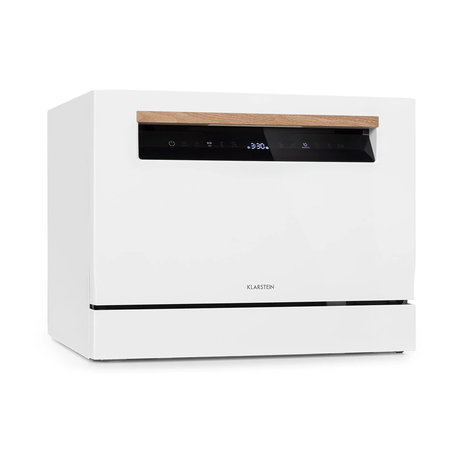 Klarstein Lagoona Mini Dishwasher: Free-Standing, EEC F, 1380 Watts, 6 Standard Place Settings, Water Consumption: 6.5 Litres, 7 Programmes Plus Extra Drying, 49 dB, Touch Control Panel, White
