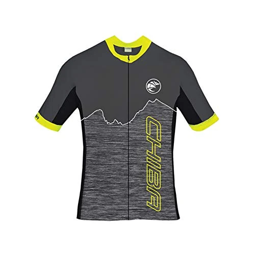 Chiba Men's Watzmann T-Shirt, Black/Neon Yellow, XXL