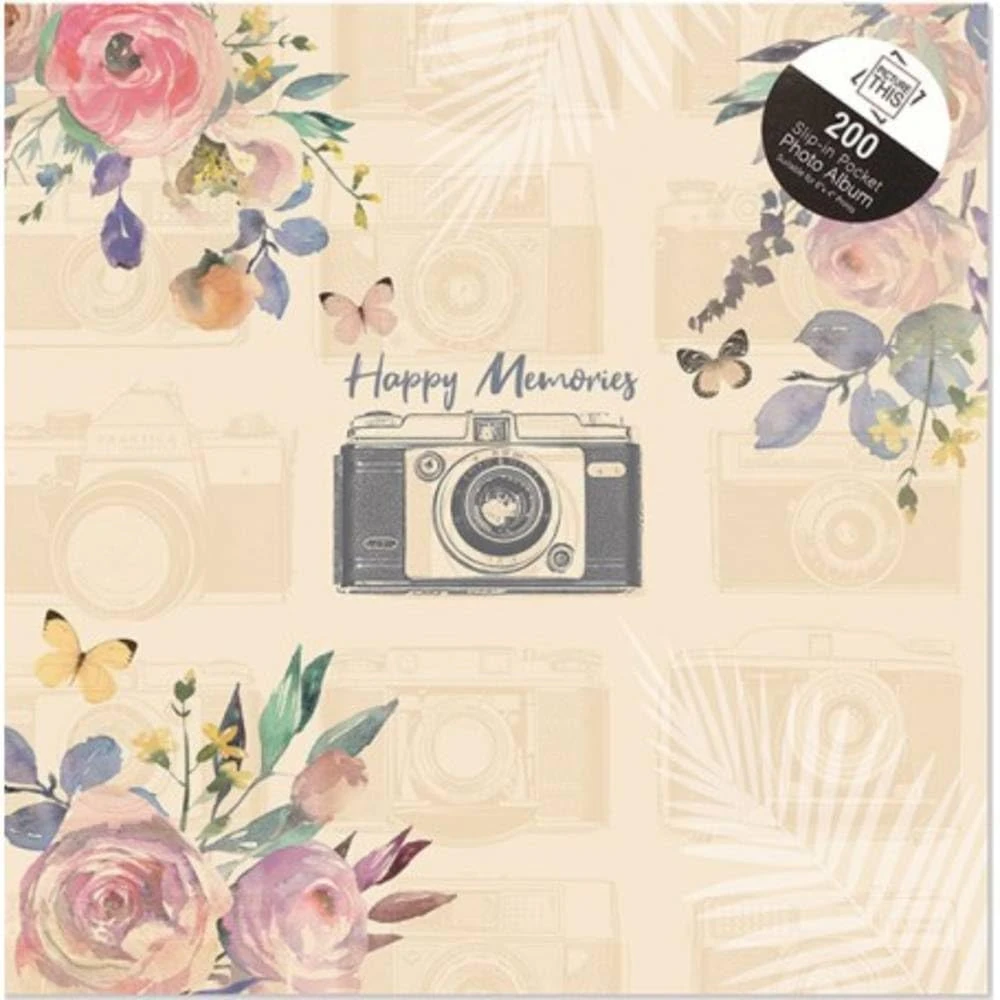 Tallon Vintage Cream Happy Memories 6x4 Photo Album Memo Slip in Holds 200 Photos