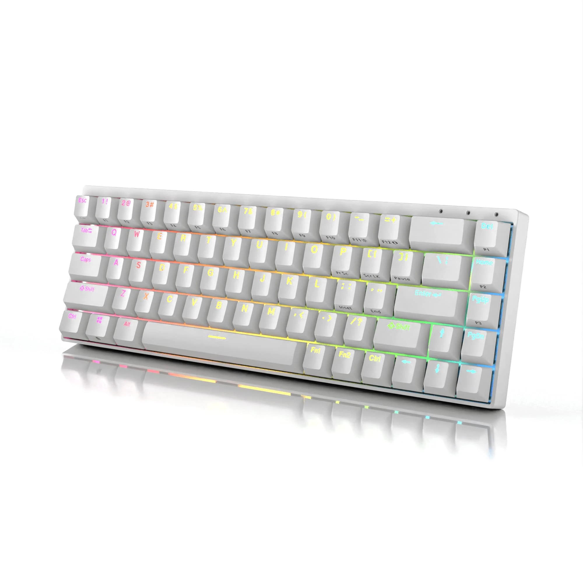 DURGOD Hades 68 RGB Mechanical Gaming Keyboard - 65% Layout - Cherry Profile - Doubleshot PBT - USB Type C - Aluminium Chassis (Cherry Silent Red, White)