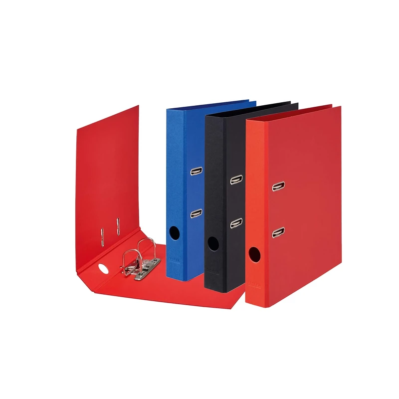 Original Falken pack of 10 vegan folders Pure Color. 5 cm wide DIN A4 assorted colours (red, blue, black) File folder Letter folder Office folder Cardboard folder Slotted folder