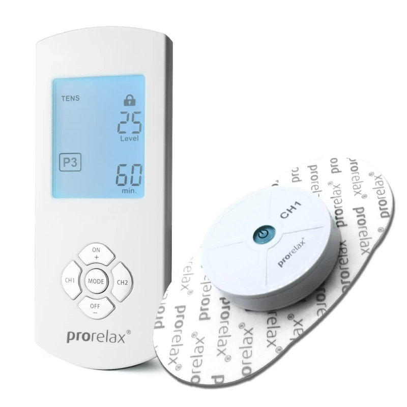 prorelax TENS/EMS Duo Comfort Wireless | Wireless electrostimulation Device | 2 therapies with one Device | Against Chronic Pain and for Muscle Building | Extra Large, Illuminated Display - Image 1