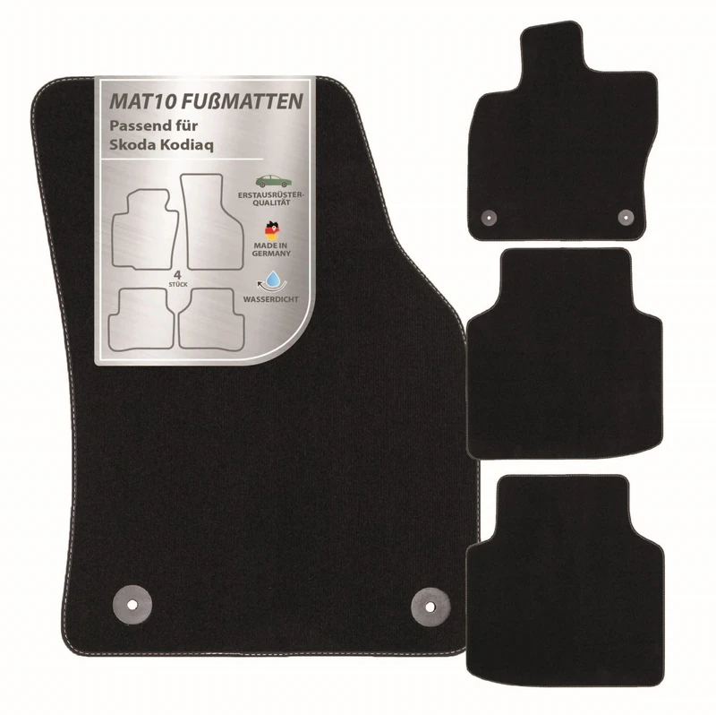 MAT10 Silver Line: Skoda Kodiaq from 2016-10 ? X Car Floor Mats Car Mats Velour Premium Quality 4 Piece Black Fit