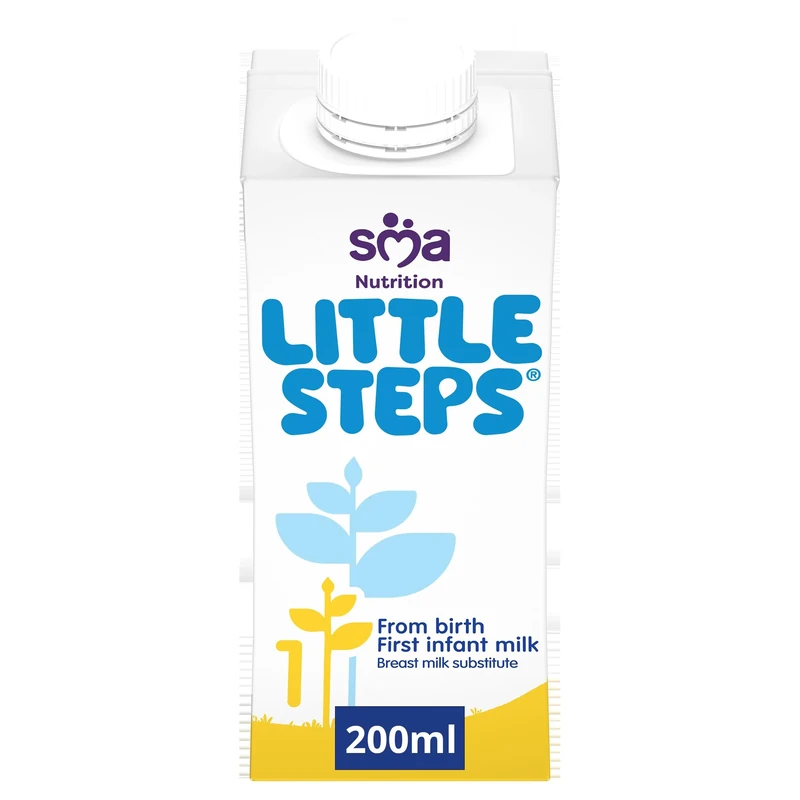 SMA Little Steps by Ready To Drink First Infant Baby Milk from birth Ready-to-use milk 200ml, Pack of 12