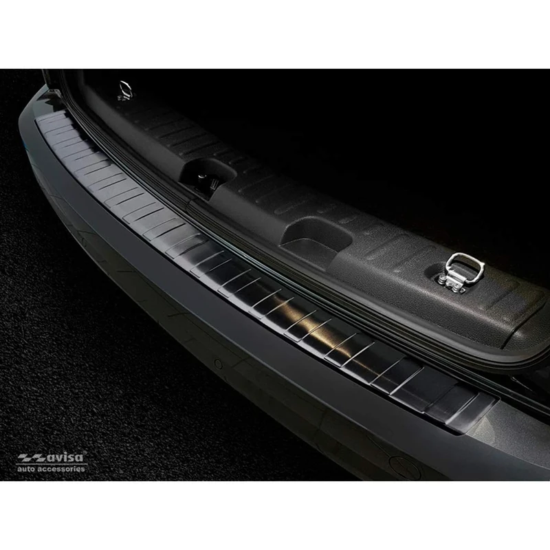 Avisa Black Stainless Steel Rear bumper protector compatible with Volkswagen Caddy 2004-2015 & FL 2015- 'Ribs'