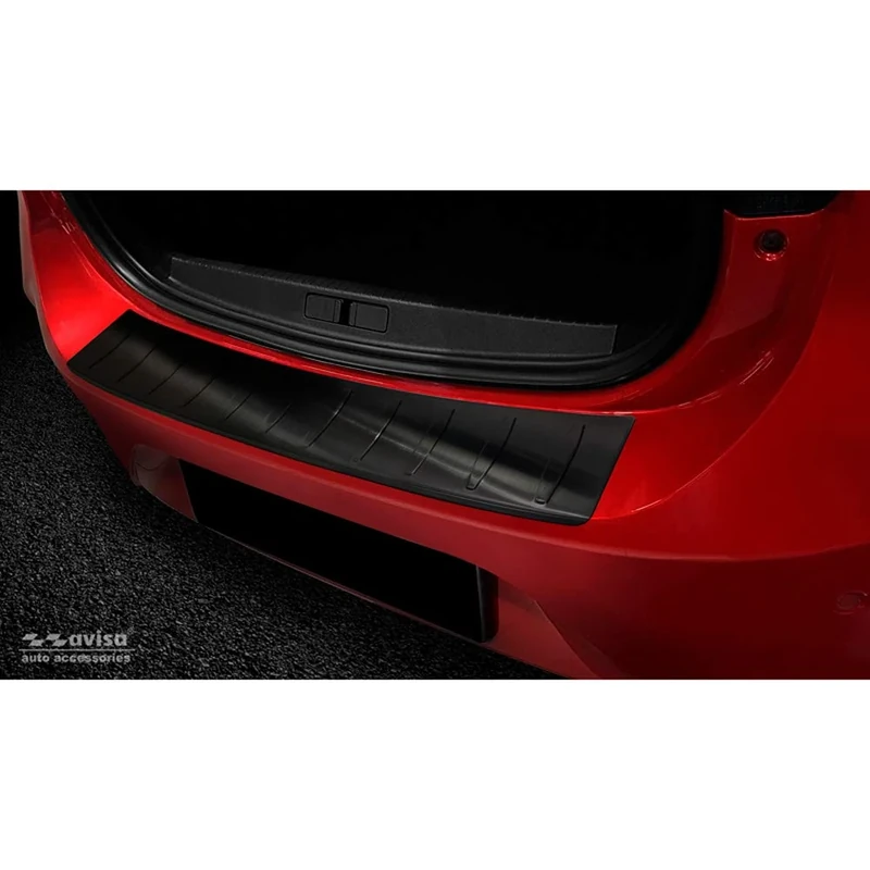 Avisa Black Stainless Steel Rear bumper protector compatible with Opel Corsa F HB 5-doors GS-Line 2019- 'Ribs'