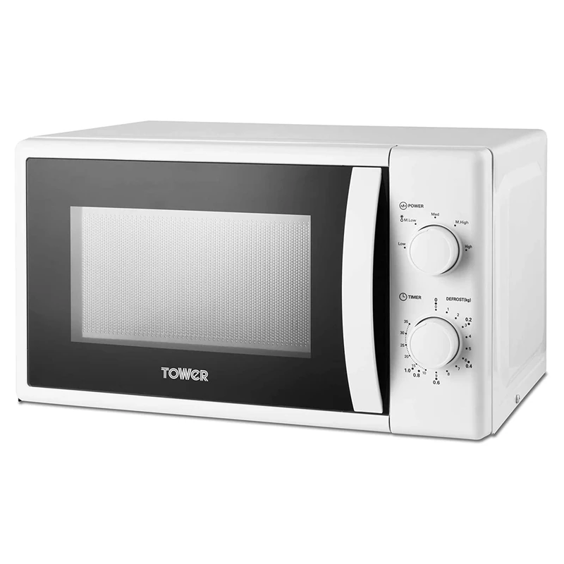 Tower T24034WHT 20 Litre 700W Manual Microwave with 5 Power Levels and a 35 Minute Timer, White