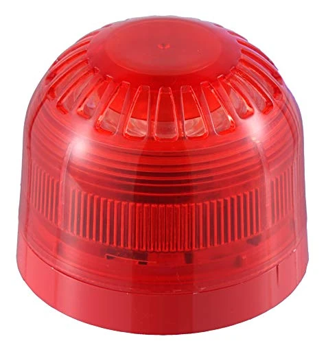Klaxon Signals PSV-0014 Sonos Voice Sounder & Beacon, Shallow Base, Red Base, Red Lens, 3 Messages, Up to 106dB (A), 32 Tones, 24V DC, 30mA (Max) - Image 1
